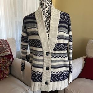 BB Dakota Beige, Gray and Dark Indigo Cardigan/Sweater